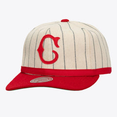 MLB Cincinnati Reds Mitchell & Ness Unisex Vintage Ground Melton Wool Pinstripe Adjustable Hat