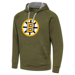 NHL Olive Boston Bruins Antigua Victory Pullover Hoodie