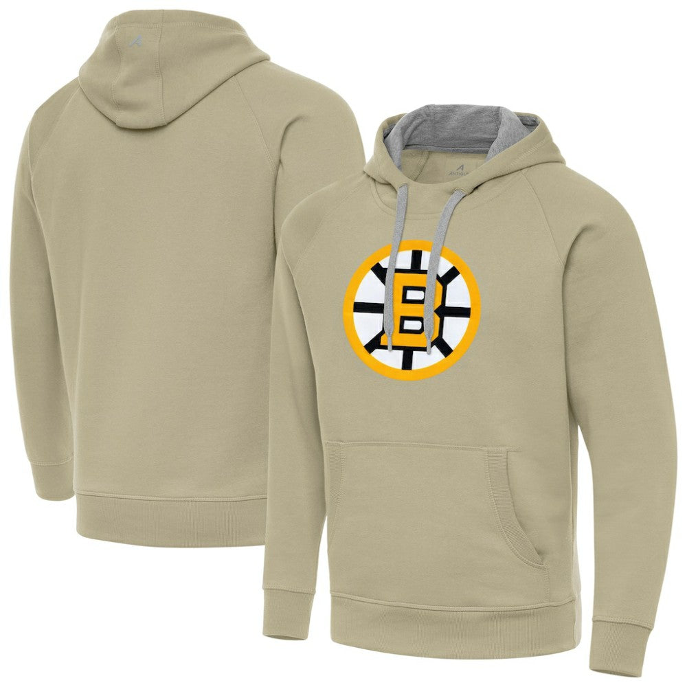NHL Khaki Boston Bruins Antigua Victory Pullover Hoodie