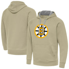 NHL Khaki Boston Bruins Antigua Victory Pullover Hoodie