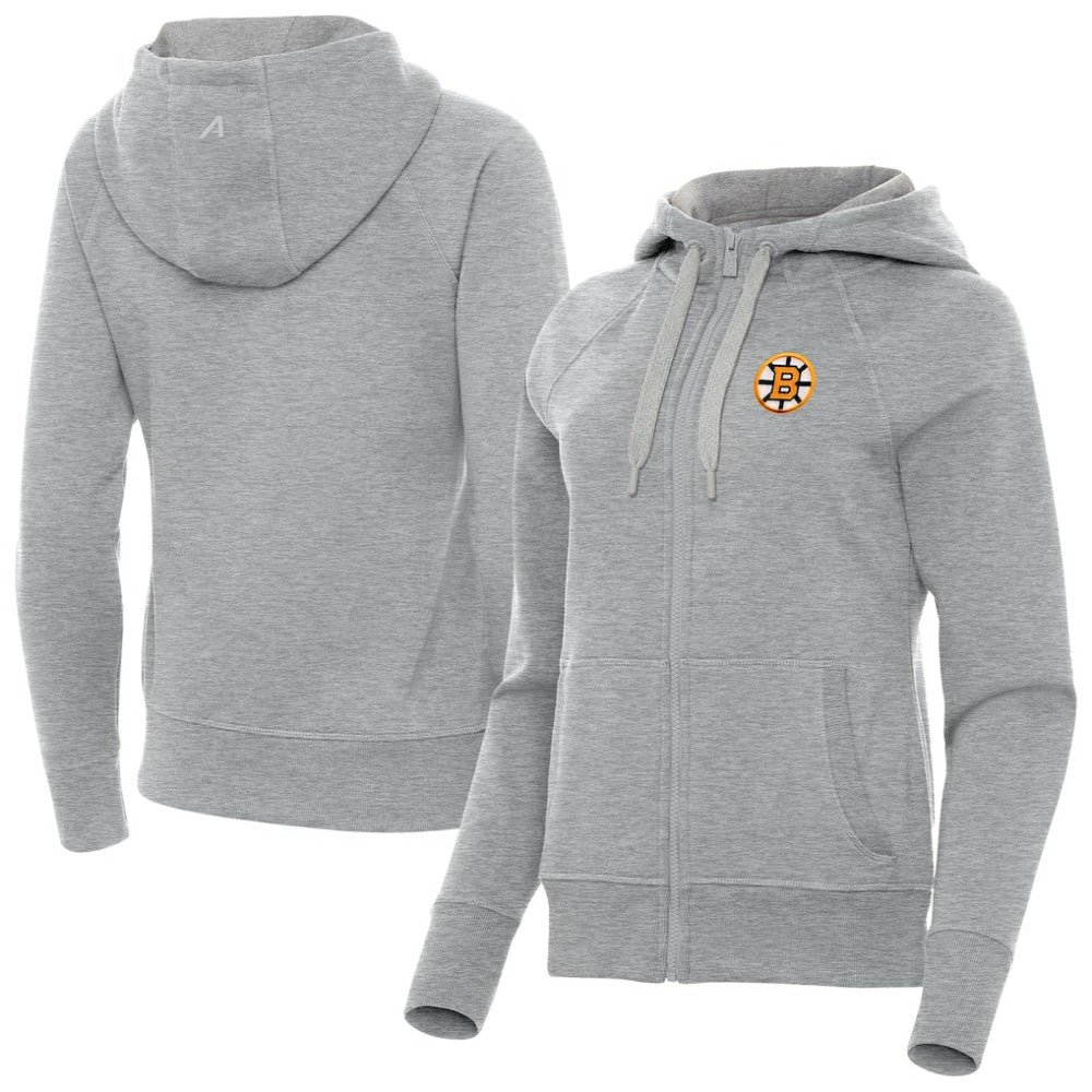 NHL Heather Gray Boston Bruins Antigua Women's Victory Full-Zip Hoodie