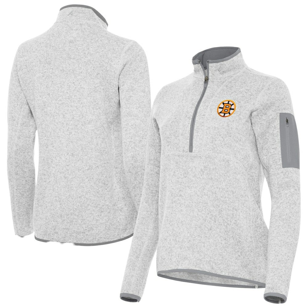 NHL Heather Gray Boston Bruins Antigua Women's Fortune Half-Zip Pullover
