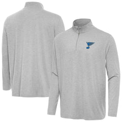 NHL Heather Gray St. Louis Blues Antigua Hunk Lightweight Quarter-Zip Pullover
