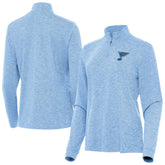 NHL Heather Blue St. Louis Blues Antigua Mentor Long Sleeve Quarter-Zip Mock Polo