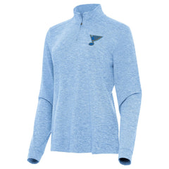 NHL Heather Blue St. Louis Blues Antigua Mentor Long Sleeve Quarter-Zip Mock Polo
