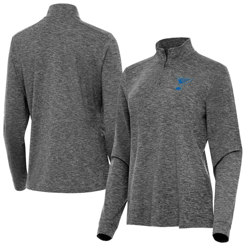 NHL Heather Black St. Louis Blues Antigua Mentor Long Sleeve Quarter-Zip Mock Polo
