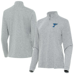 NHL Heather Gray St. Louis Blues Antigua Mentor Long Sleeve Quarter-Zip Mock Polo