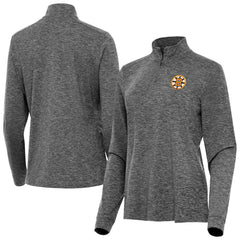 NHL Heather Black Boston Bruins Antigua Mentor Long Sleeve Quarter-Zip Mock Polo