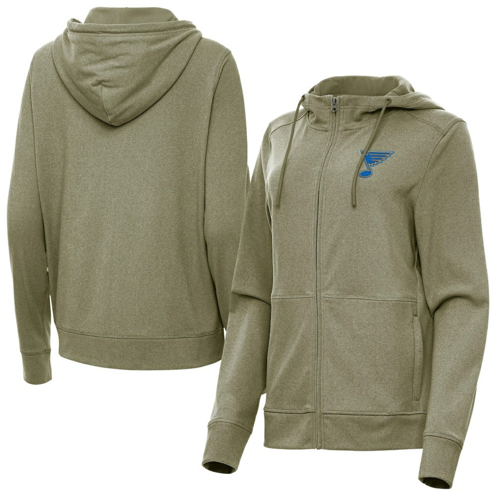 NHL Olive St. Louis Blues Antigua Women's Seeker Full-Zip Hoodie