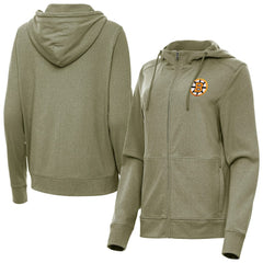 NHL Olive Boston Bruins Antigua Women's Seeker Full-Zip Hoodie