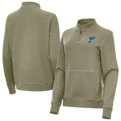 NHL Olive St. Louis Blues Antigua Women's Crush Quarter-Zip Pullover