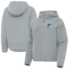 NHL Gray St. Louis Blues Antigua Women's Raglan Universe Full-Zip Hooded Jacket
