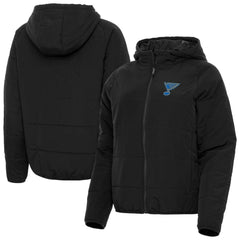 NHL Black St. Louis Blues Antigua Women's Raglan Universe Full-Zip Hooded Jacket