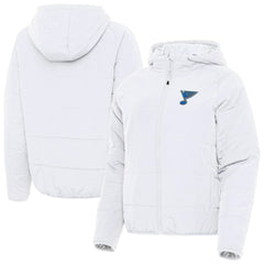 NHL White St. Louis Blues Antigua Women's Raglan Universe Full-Zip Hooded Jacket