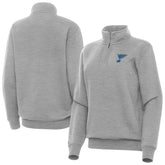 NHL Heather Gray St. Louis Blues Antigua Women's Victory Quarter-Zip Pullover Top