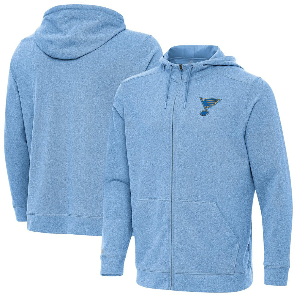 NHL Heather Blue St. Louis Blues Antigua Effortless Full-Zip Hoodie
