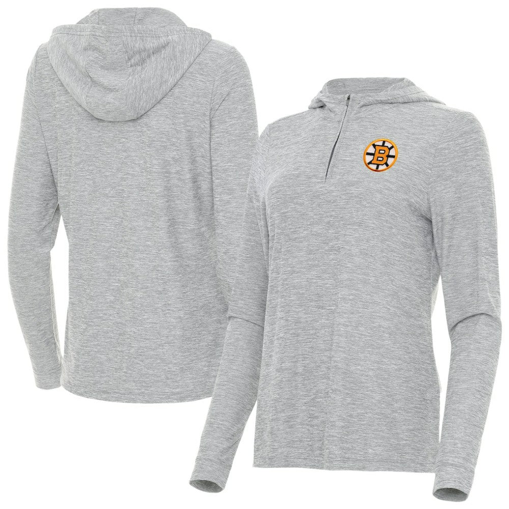 NHL Heather Gray Boston Bruins Antigua Women's Daybreak Quarter-Zip Hoodie