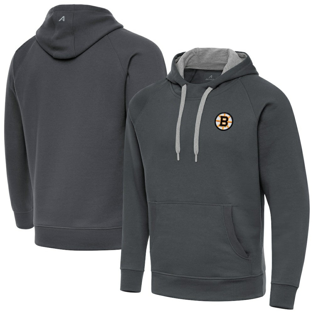 NHL Charcoal Boston Bruins Antigua Victory Pullover Hoodie