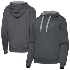 NHL Charcoal St. Louis Blues Antigua Women's Victory Pullover Hoodie