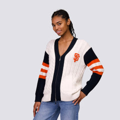 MLB San Francisco Giants Lusso Women's Shyla Knit V-Neck Full-Zip Sweater