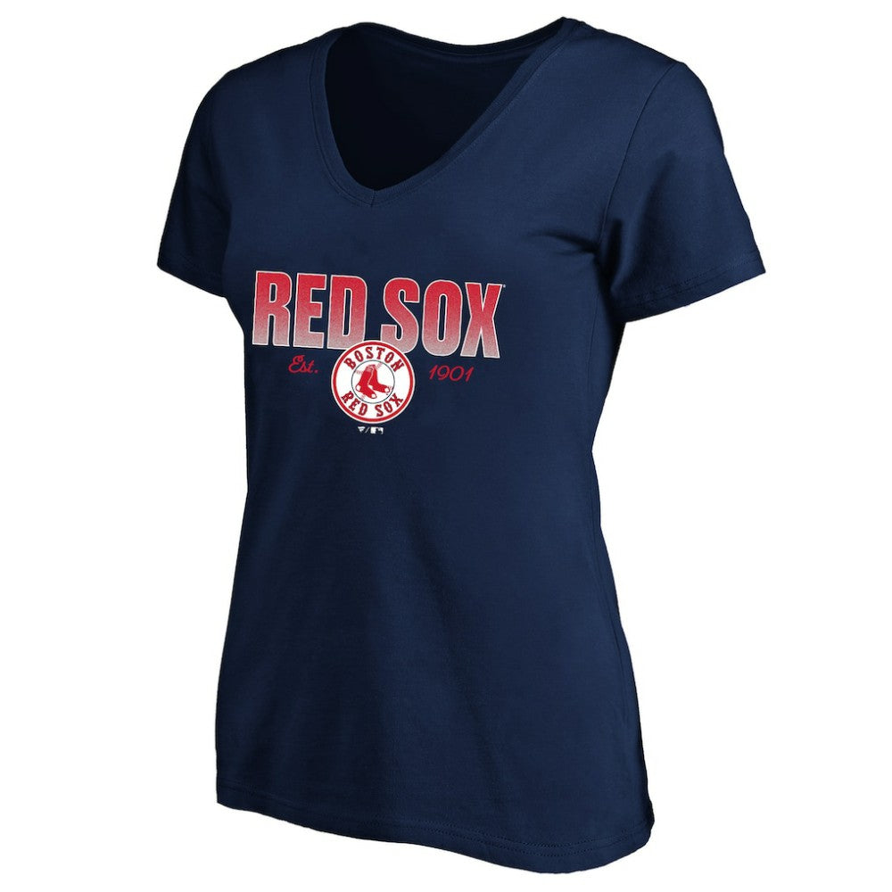 MLB Boston Red Sox Profile Women's Plus Size Wordmark V-Neck T-Shirt
