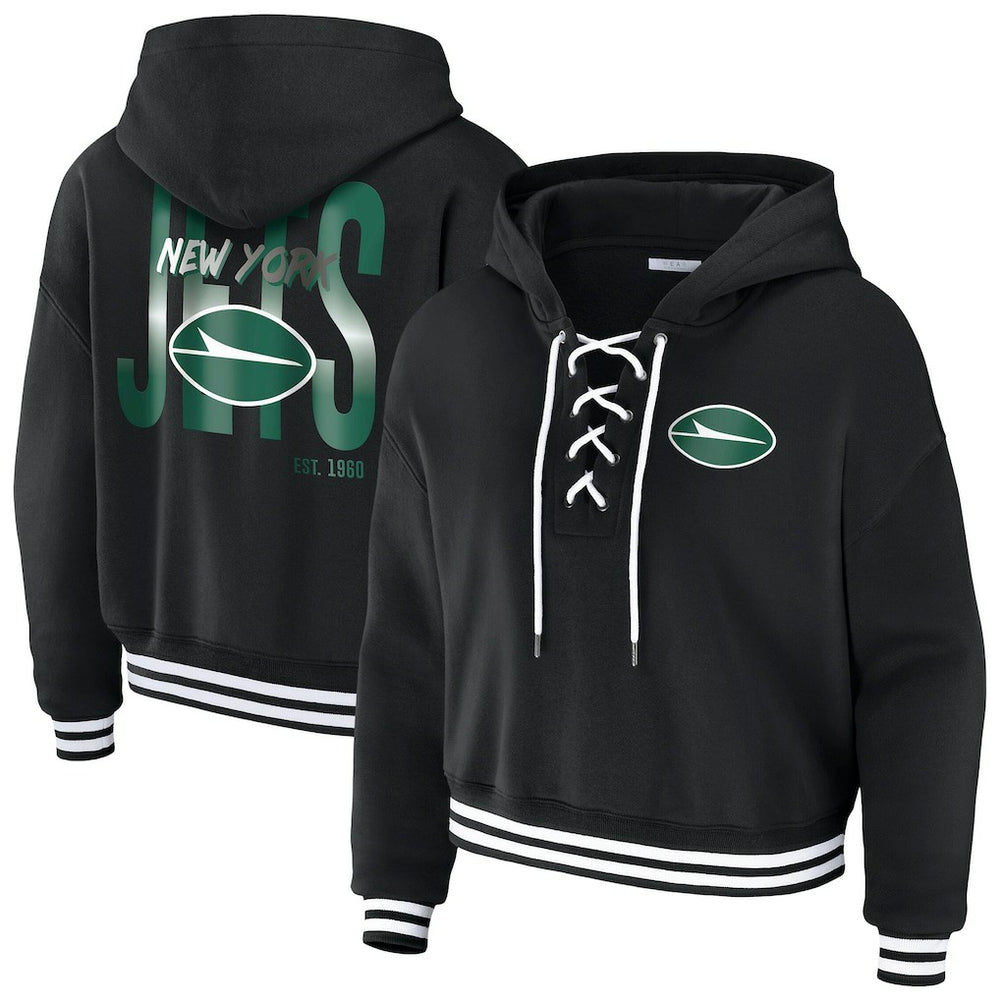 WEAR by Erin Andrews Women's Lace-Up Fleece Hoodie - New York Jets