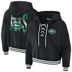 WEAR by Erin Andrews Women's Lace-Up Fleece Hoodie - New York Jets