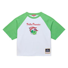 MLB Philadelphia Phillies Mitchell & Ness Women's Cropped Raglan Mascot Boxy T-Shirt