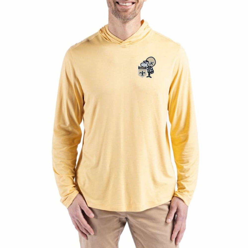 Cutter & Buck Throwback Logo Coastline Epic Comfort Eco Recycled Long Sleeve Hoodie T-Shirt - New Orleans Saints