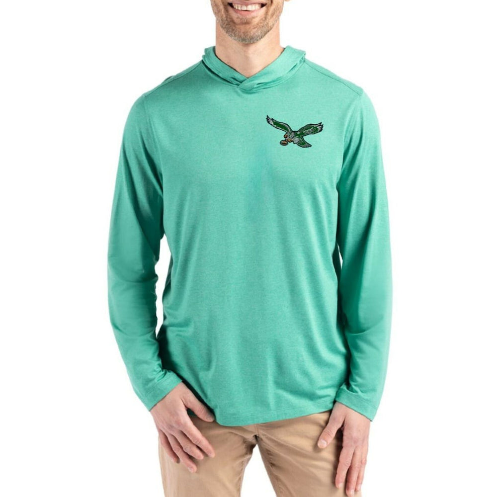 Cutter & Buck Coastline Epic Comfort Eco Recycled Long Sleeve Hoodie T-Shirt - Philadelphia Eagles