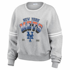 MLB New York Mets WEAR by Erin Andrews Women's Sleeve Stripe Fleece Sweatshirt