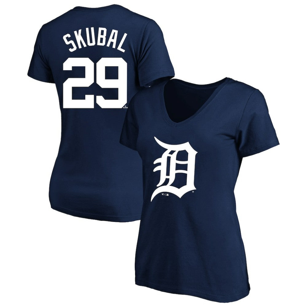 MLB Tarik Skubal Detroit Tigers Profile Women's Plus Size Name & Number V-Neck T-Shirt