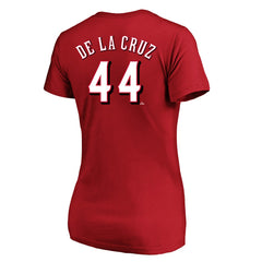 MLB Elly De La Cruz Cincinnati Reds Profile Women's Plus Size Name & Number V-Neck T-Shirt
