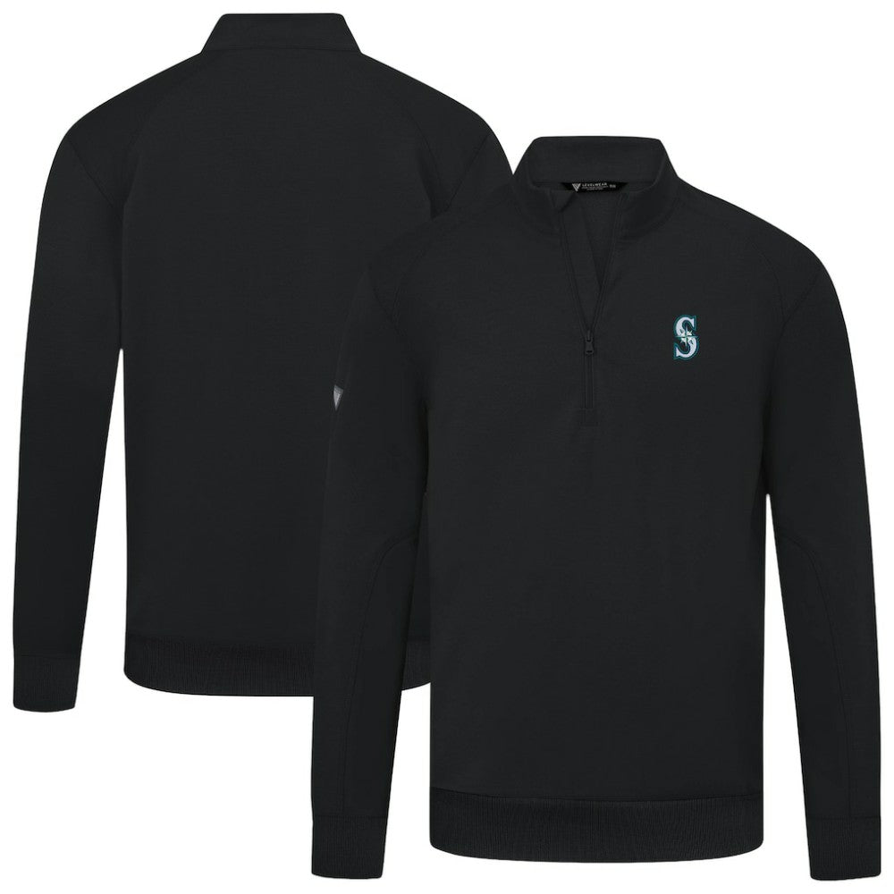 MLB Seattle Mariners Levelwear Upright Insignia Tri-Blend Quarter-Zip Pullover
