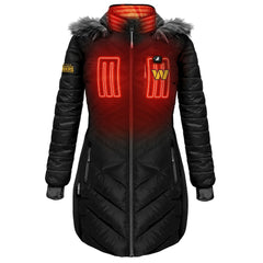 ActionHeat Women's 5V Battery Heated Long Puffer Full-Zip Hoodie Jacket - Washington Commanders
