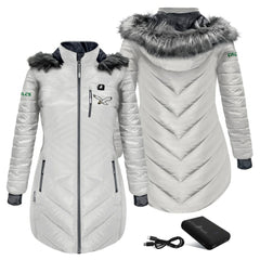 ActionHeat Women's 5V Battery Heated Long Puffer Full-Zip Hoodie Jacket - Philadelphia Eagles