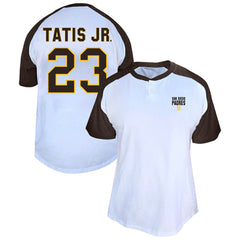 MLB Fernando Tatis Jr. San Diego Padres Profile Women's Plus Size Name & Number Raglan Henley T-Shirt