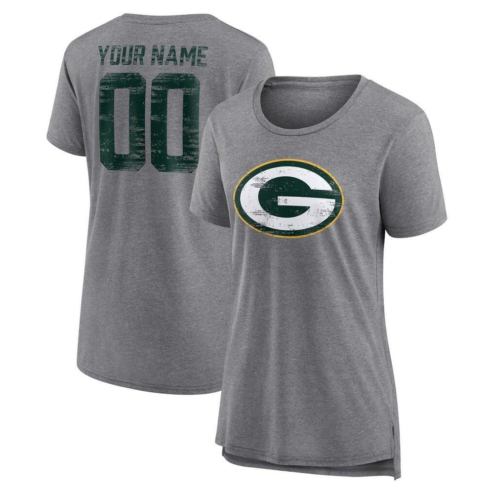 Women's Heritage Custom Name & Number Tri-Blend T-Shirt - Green Bay Packers