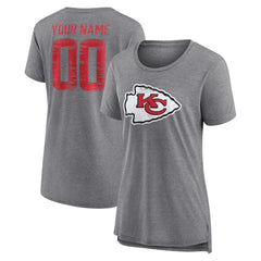 Women's Heritage Custom Name & Number Tri-Blend T-Shirt - Kansas City Chiefs
