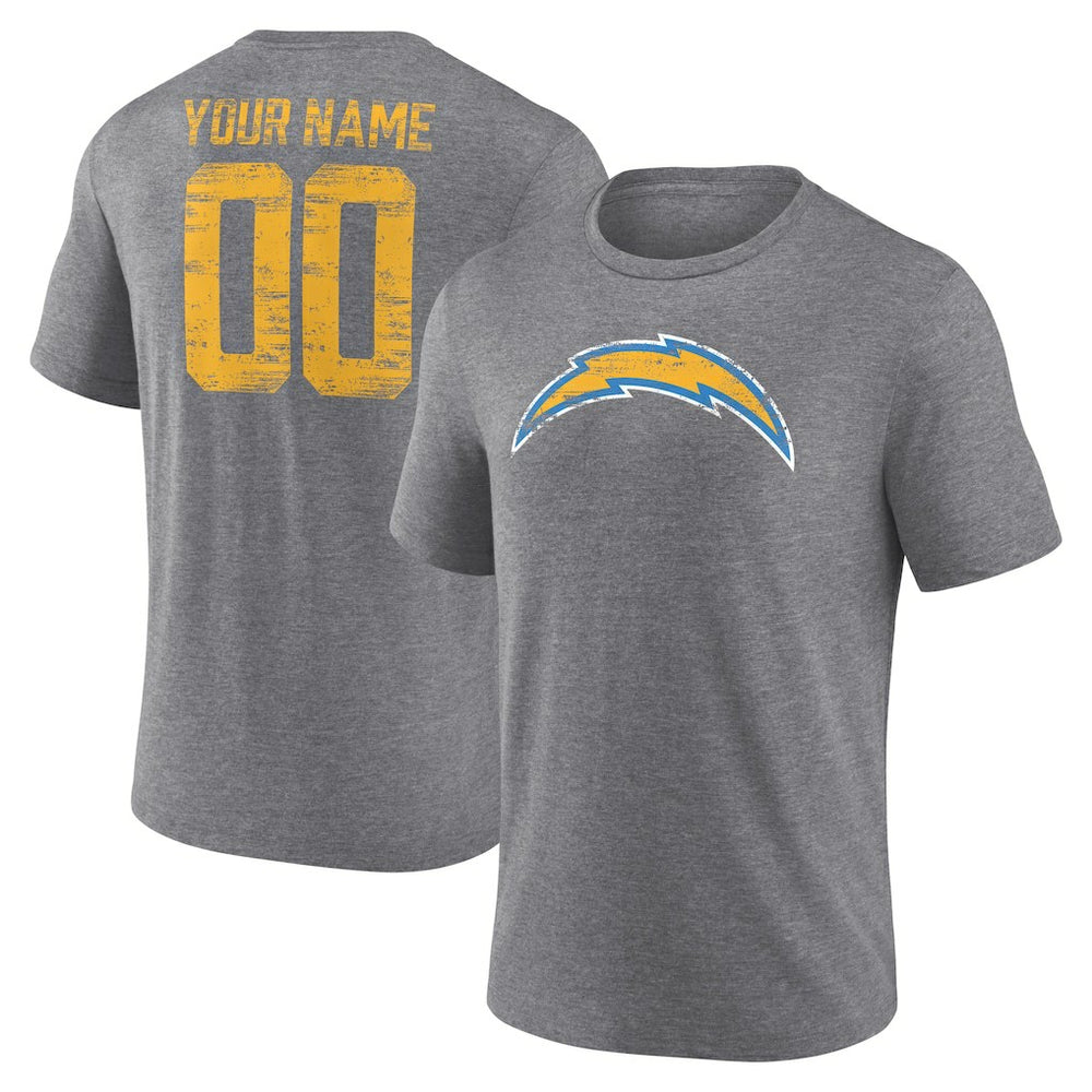Heritage Custom Name & Number Tri-Blend T-Shirt - Los Angeles Chargers