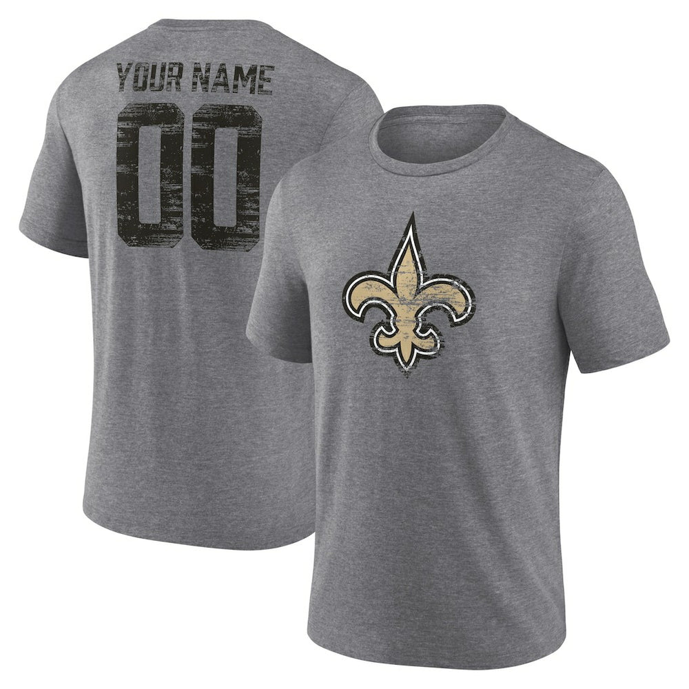 Heritage Custom Name & Number Tri-Blend T-Shirt - New Orleans Saints