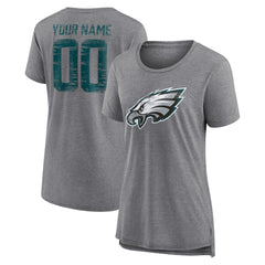 Women's Heritage Custom Name & Number Tri-Blend T-Shirt - Philadelphia Eagles