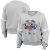 NBA New York Knicks WEAR by Erin Andrews Women's Sleeve Stripe Fleece Crewneck Sweatshirt