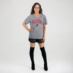 Gameday Couture Women's Relaxed Iconic Edge Rhinestone V-Neck T-Shirt - Atlanta Falcons