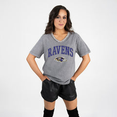 Gameday Couture Women's Relaxed Iconic Edge Rhinestone V-Neck T-Shirt - Baltimore Ravens