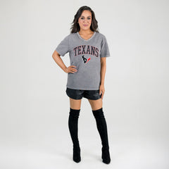 Gameday Couture Women's Relaxed Iconic Edge Rhinestone V-Neck T-Shirt - Houston Texans