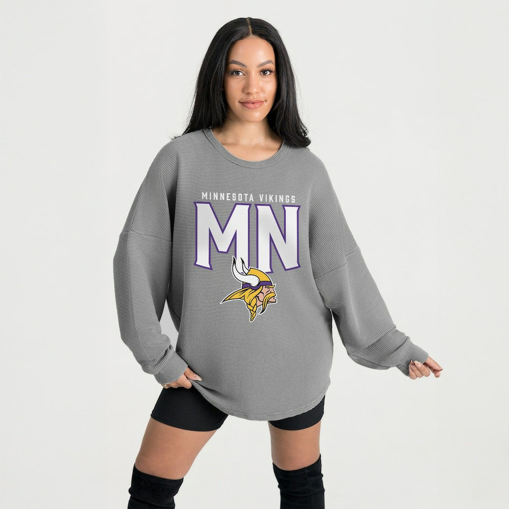 Gameday Couture Women's Oversized Pure Motion Corded Sweatshirt - Minnesota Vikings