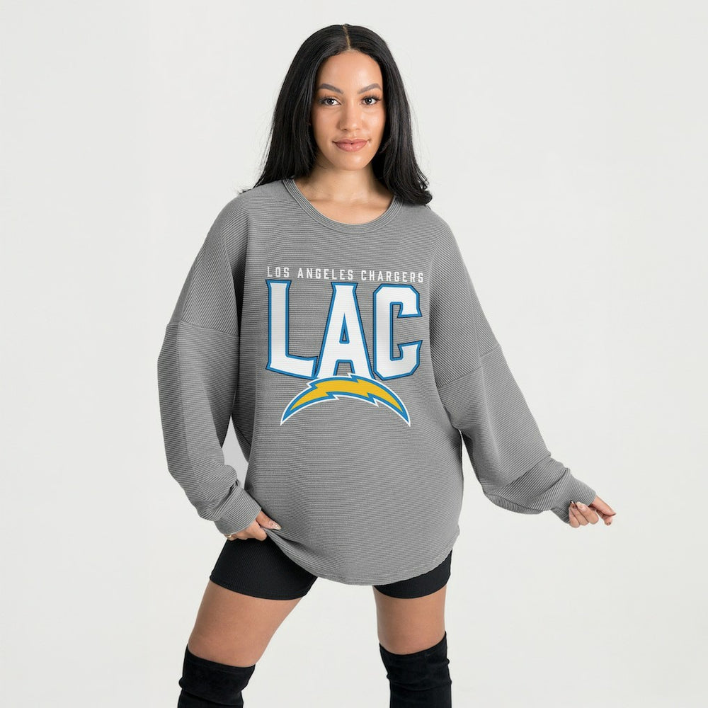 Gameday Couture Women's Oversized Pure Motion Corded Sweatshirt - Los Angeles Chargers