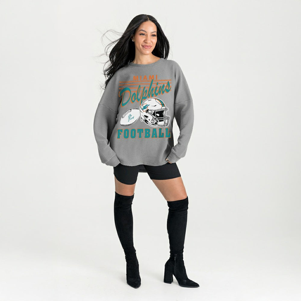Gameday Couture Women's Oversized Sweet Victory Corded Sweatshirt - Miami Dolphins