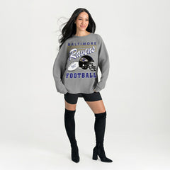 Gameday Couture Women's Oversized Sweet Victory Corded Sweatshirt - Baltimore Ravens